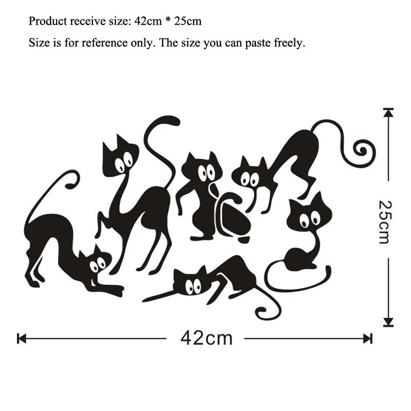 Забавные настенные наклейки в виде животных, Черный кот, фон для гостиной, для украшения дома, художественные Переводные обои, наклейка на талию, s