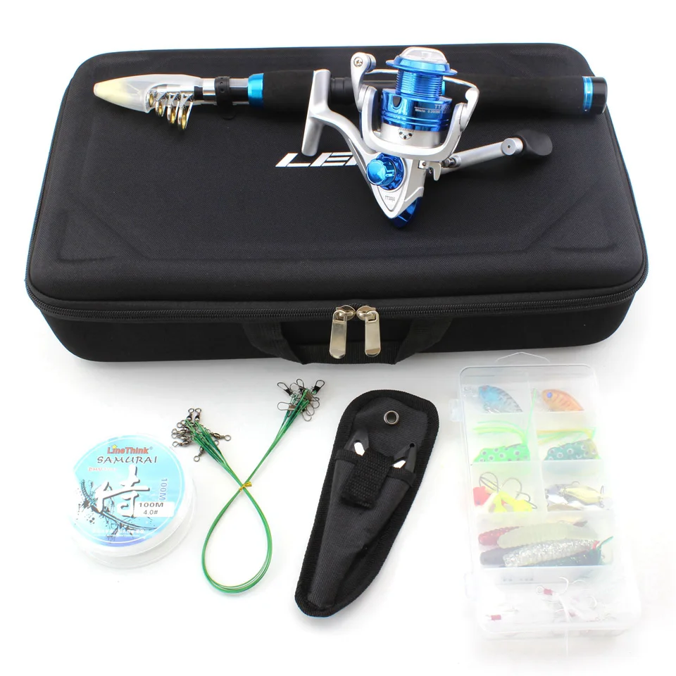 

Portable Fishing Tackle set 165cm Carbon spinning Casting Fishing Rod and spinning Reel Set Telescopic Travel Rod Trout