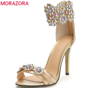 

MORAZORA 2019 new arrival women sandals simple zip sexy super high heels shoes fashion crystal summer party wedding shoes woman