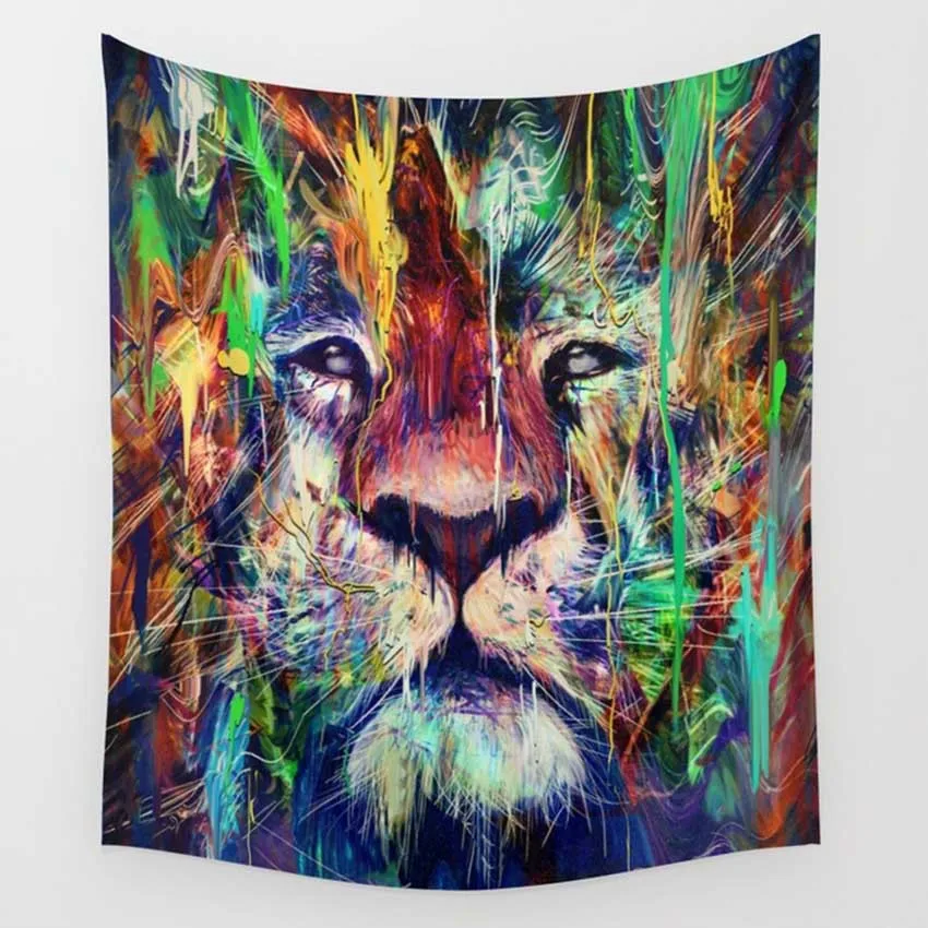 CAMMITEVER Lion Birds Eye Floral Astronauts Tapestries Colorful Psychedelic Indian Tapestry font b Wall b font