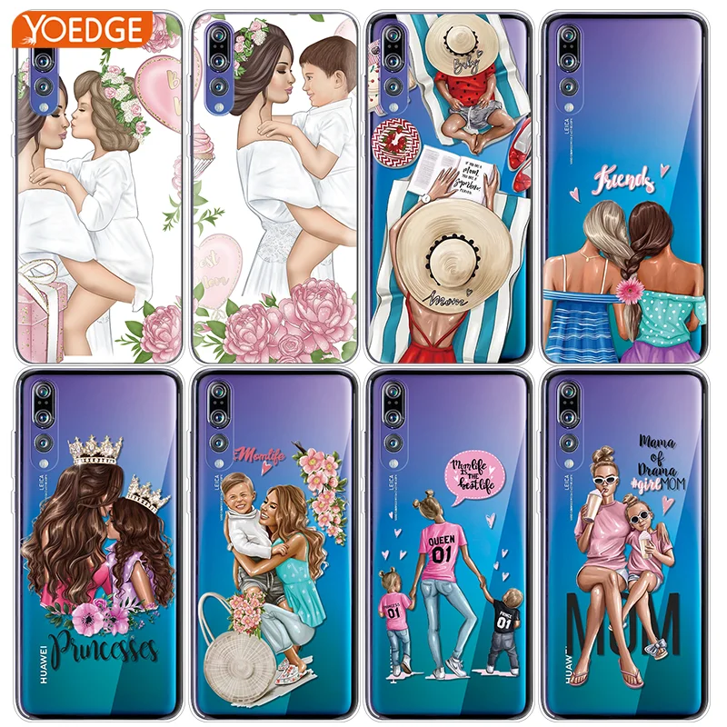 

TPU For Huawei nova 2 3 i Plus Y3 Y5 Y6 II Pro Y7 2017 Prime Y9 2018 G7 G8 Fashion Black Brown Hair Baby Mom Girl Queen 01 Case