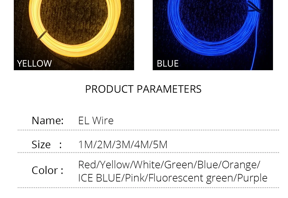 1M2M3M5M Waterproof LED Strip Light Neon Light Glow EL Wire Rope Tube Cable+Battery Controller For Car Decoration Party (11)