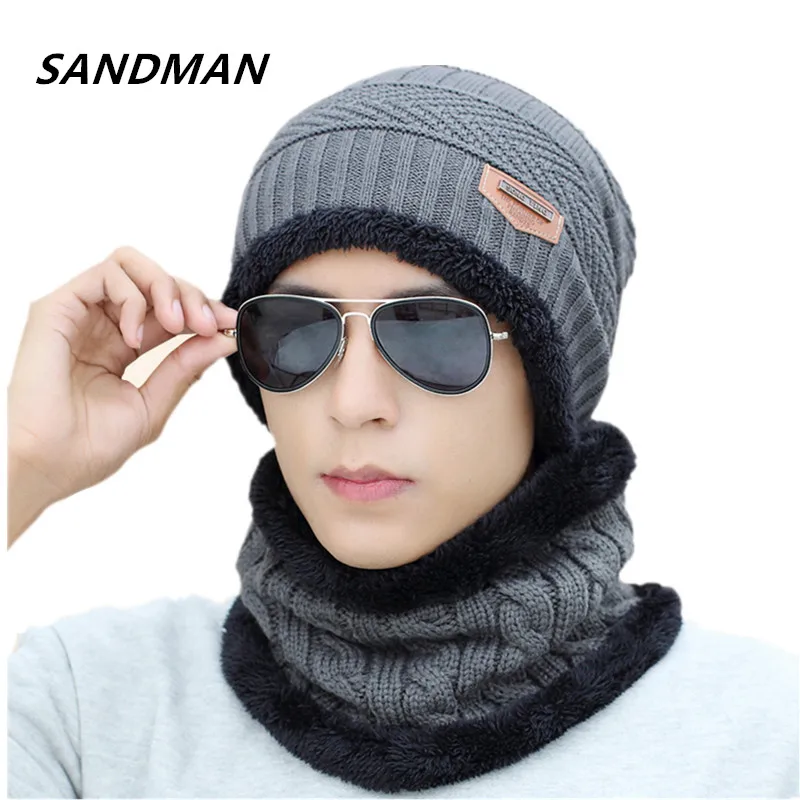 SANDMAN Neck Warmer Winter Hat Knit Cap Scarf Cap Winter Hats For Men