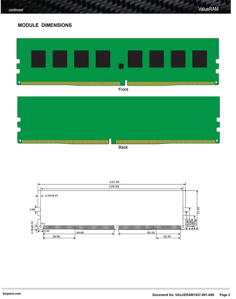 Kingston настольная Память DDR4 2400 МГц 4 ГБ 8 ГБ ПК ram Non-ECC CL17 1,2 V Unbuffered DIMM