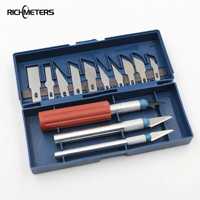 13PCS Carving Knife Foil Artwork Knives Cutter Head Sets Multi function Multi blade Heads Paper cutting