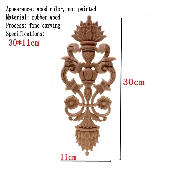 Твердая древесина Европейский стиль наклейка с резьбой по дереву мебель для дома резная аппликация окна двери декор деревянные фигурки ремесла - Цвет: 30X11cm