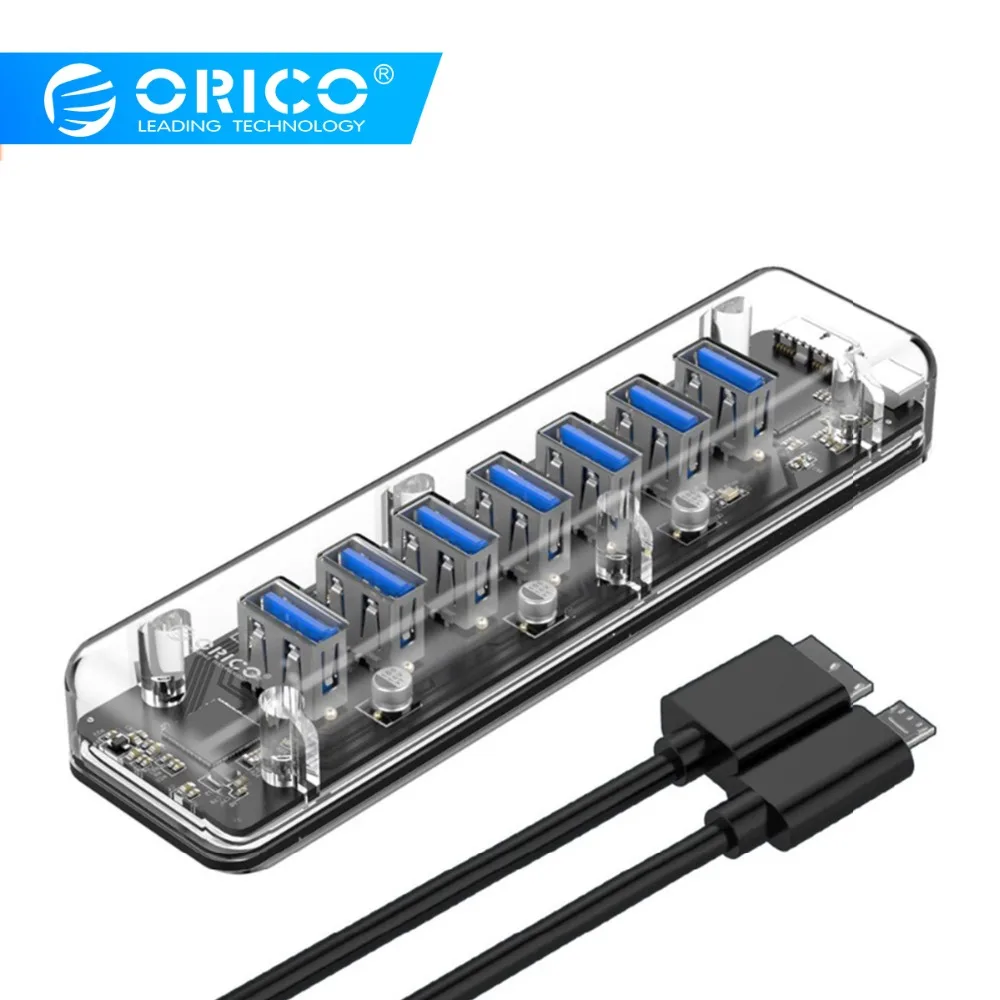 ORICO USB 3,0 прозрачный концентратор внешний 7 порты и разъёмы разветвитель с двойной микро-usb мощность для iMac НОУТБУК интимные аксессуары ORICO USB 3,0 прозрачный концентратор внешний 7 порты и разъёмы разветвитель с двойной микро-usb мощность для iMac НОУТБУК интимные аксессуары