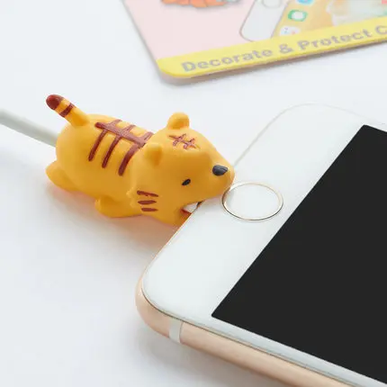FFFAS животное защита для кабеля "укус" намотки мультфильм крышка защитный чехол провода Органайзер для Apple IPhone 7 8 X Plus samsung наушники - Цвет: Tiger