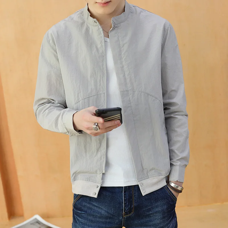 

2019 new sun protection clothing summer casual stand collar thin jacket quick dry solid color comfortable