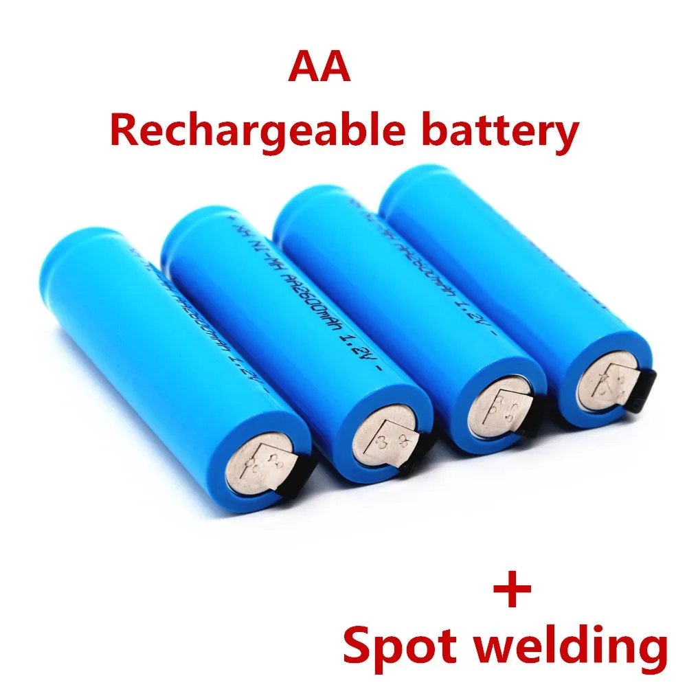 

New AA Rechargeable Battery 1.2V 2600mah NiMH Battery with Solder Pins for DIY Electric Razor Toothbrush Toys