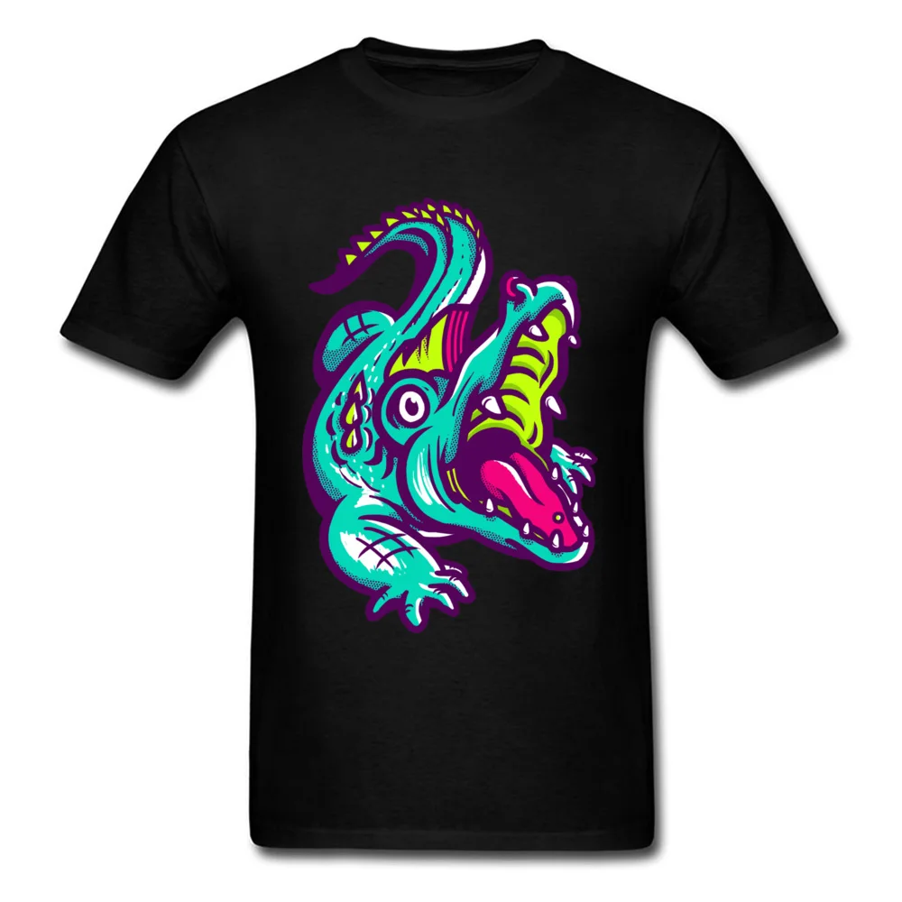 Neon Croc 100% Cotton Man Short Sleeve Tops Shirt Europe Father Day T-Shirt Fashionable Tees Discount Crewneck Neon Croc black