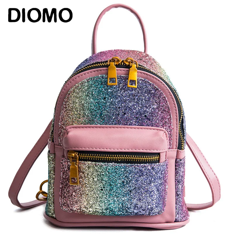 DIOMO Mini Backpack for Women Luxury Sequins Glitter Small Backpack Purse Designer Girls Back ...