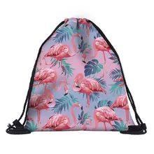 2019 Flamingo prints polyester Storage Package Drawstring Bags for Women Candy Color Sack Backpack 1 Sizes Printing Bags