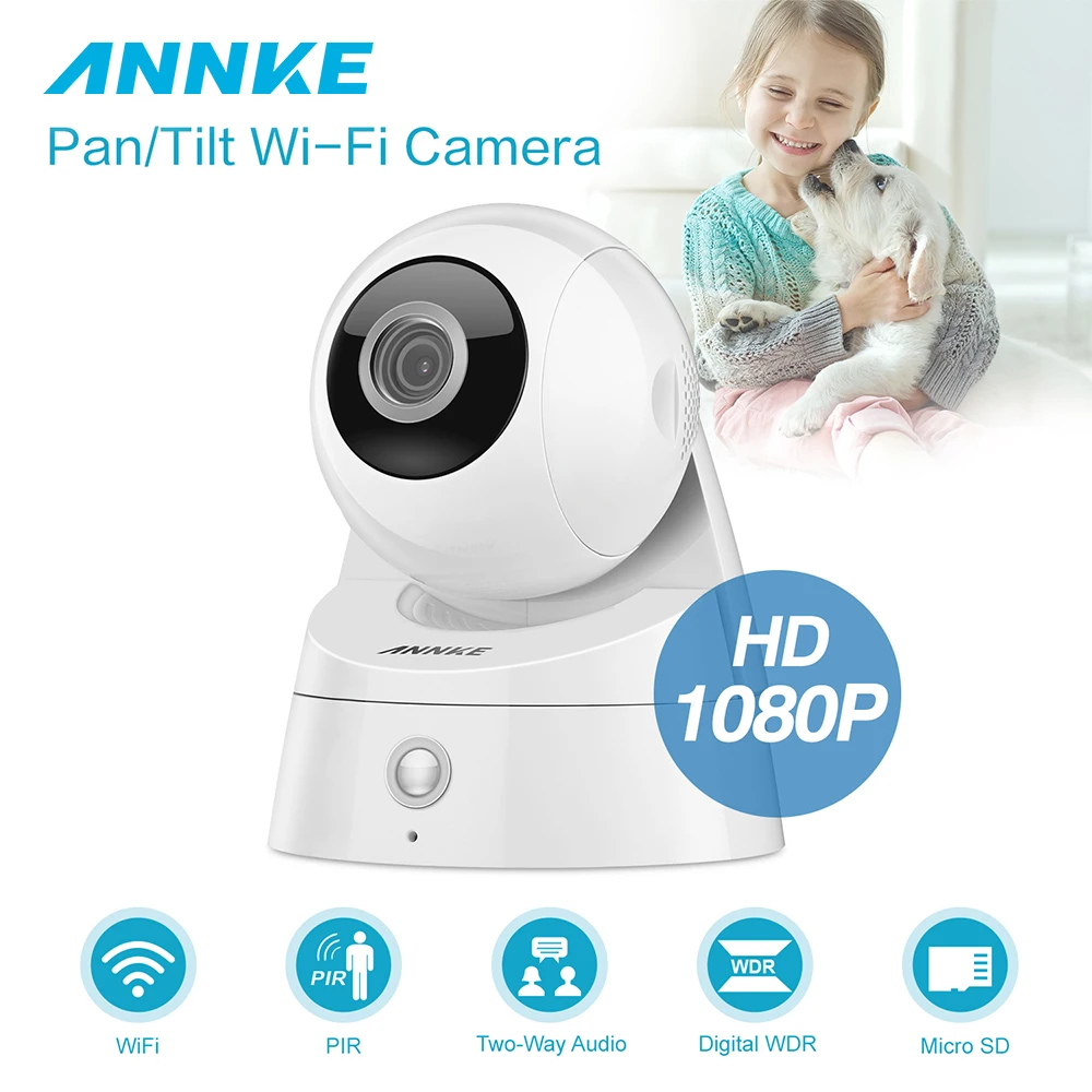 

ANNKE HD 1080P Home Security Pan/Tilt Wi-Fi IP Camera Wireless Surveillance Security Camera IR Night Vision CCTV Baby Monitor