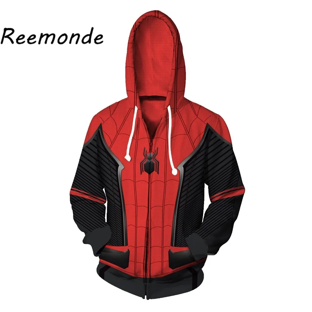 

New Men Spiderman 3d Pint Hoodies Streetwear Sudadera Hombre Avengers Hoodied Spider Man printing zipper Sweatshirt Jackets Coat