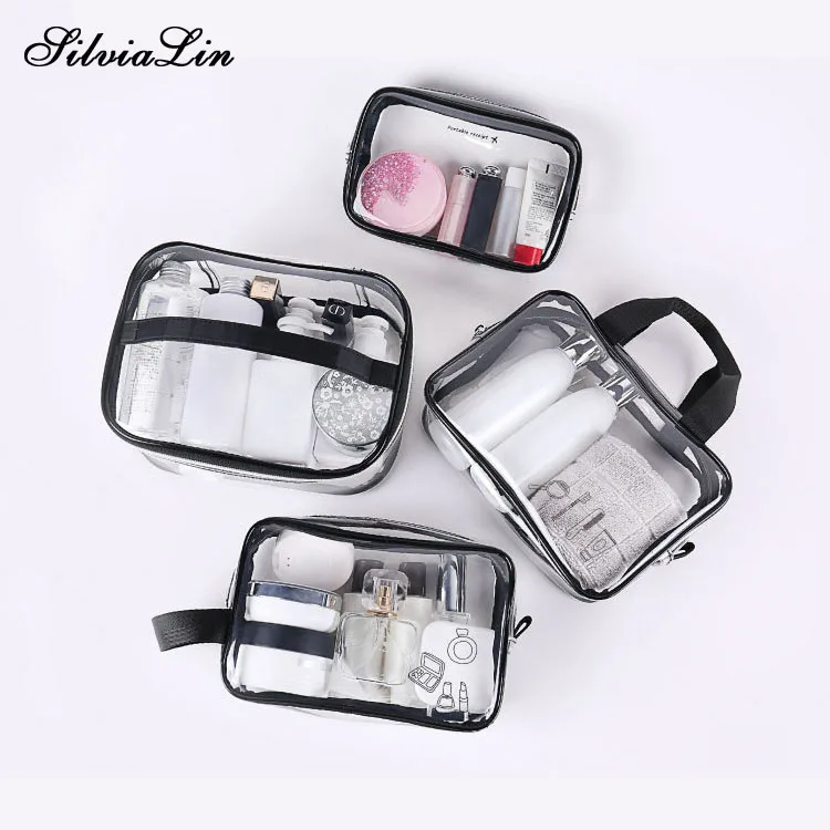 

Waterproof Transparent PVC Bath Cosmetic Bag Women Make Up Case Travel Zipper Makeup Beauty Wash Organizer Toiletry Storage Kit