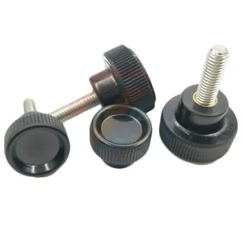 

1pcs M8 Concave surface Small knob bakelite Round head Straight handle Embossing stripe Hand screw stainless steel 15mm-100mm L