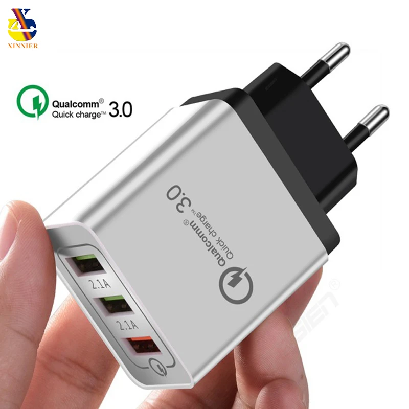 

3 Ports Quick Charge QC3.0 USB Charger Power Adapter Mobile Phones Travel Wall EU Plug Fast Charger for Samsung Xiaomi HTC Sony