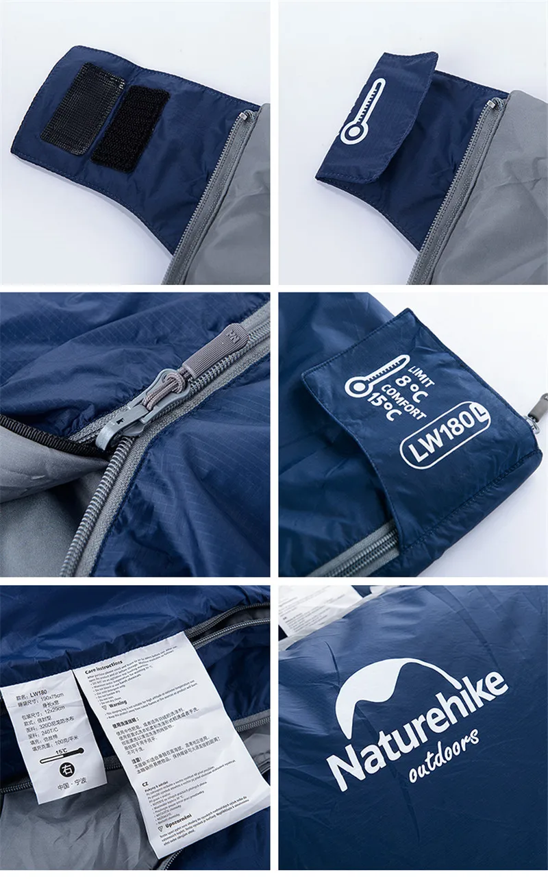 Saco de Dormir Sacos de Dormir Acampamento ao ar Naturehike Envelope Algodão Livre Primavera Verão Clima Quente Confortável Adulto 13 Verão Clima Quente Confortável Adulto Sacos de Dormir