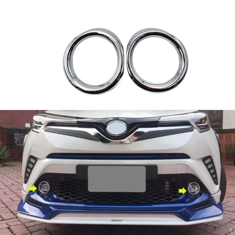 1 Pair ABS Chrome Car Front Fog Lamp Light Cover Trim For TOYOTA C-HR CHR Car Exterior Accessories Styling