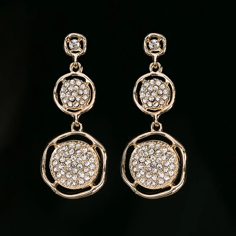 

YFJEWE Ethnic Vintage Long Big Crystal Earrings Jewelry Fashion Brand Glass Rhinestone Dangle Earring Cuffs For Women #E183