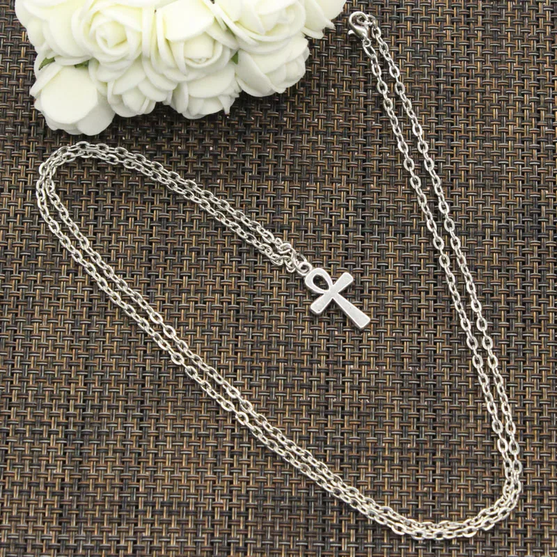 Новое модное ожерелье Египетский Анкх символ жизни крест 22x13 мм Серебряные Подвески Короткие Длинные женские ожерелье подарок ювелирные изделия колье
