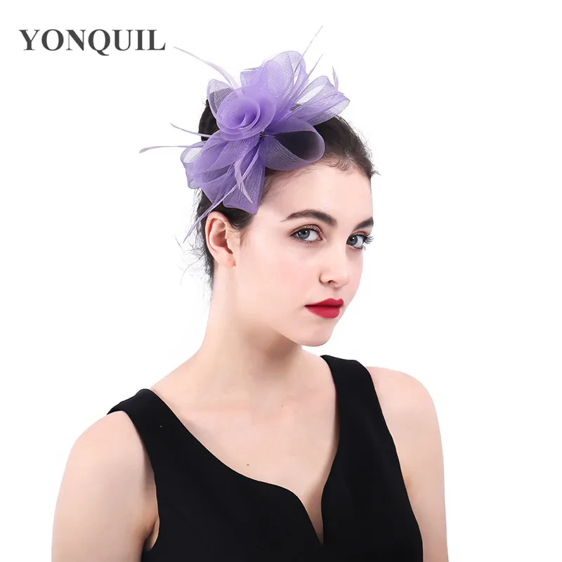 

lavender crinoline fascinators hats hair accessories for wedding church Party Kentucky derby ascot races 2018 New arrival SYF401