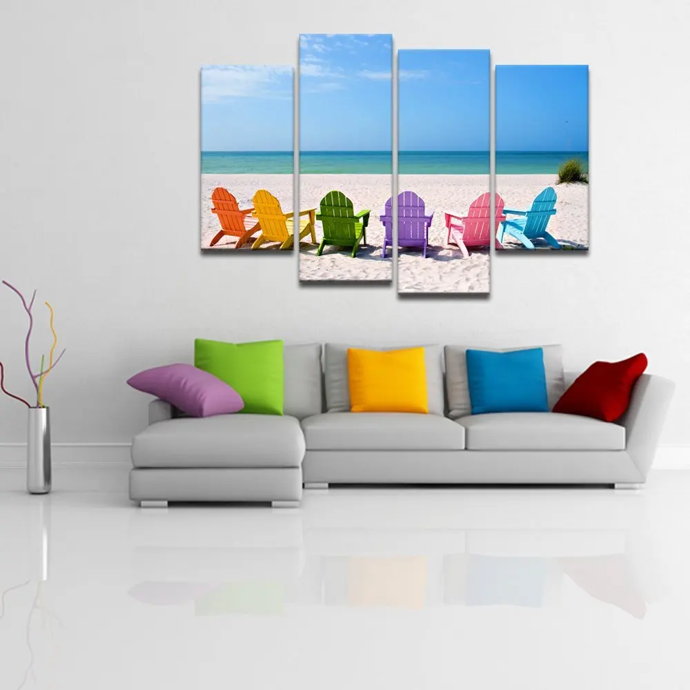 Paysage Toile Art Mural Chaise De Plage Photographie Impressions