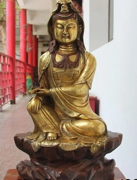 

Chinese Buddhism Bronze Gild Scriptures Guanyin Free Kwan-yin Bodhisattva Statue