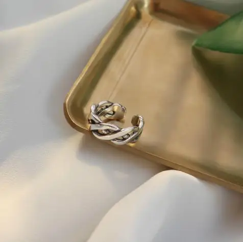 Форзац 925 пробы серебряные кольца для женщин индивидуальные винтажные линии Ins стиль высокое качество модные ювелирные изделия Открытое кольцо Femme - Цвет камня: C