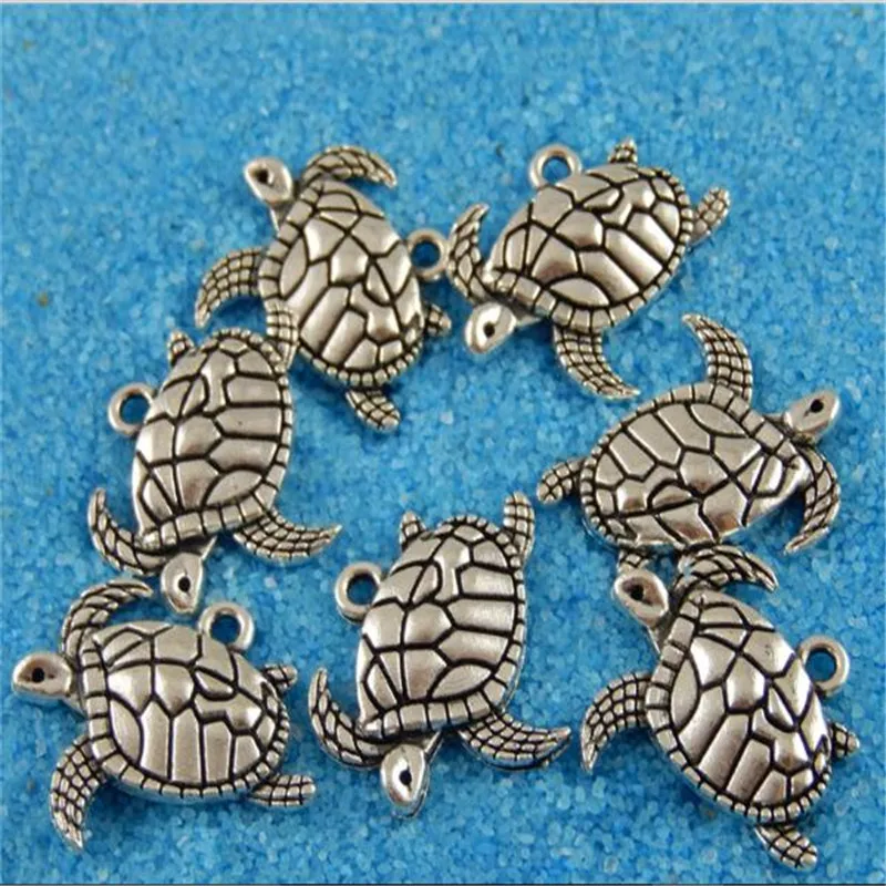 GraceAngie, 40 шт., античный стиль, серебряная морская черепаха, подвеска, ювелирные изделия, в поисках ожерелья, аксессуары
