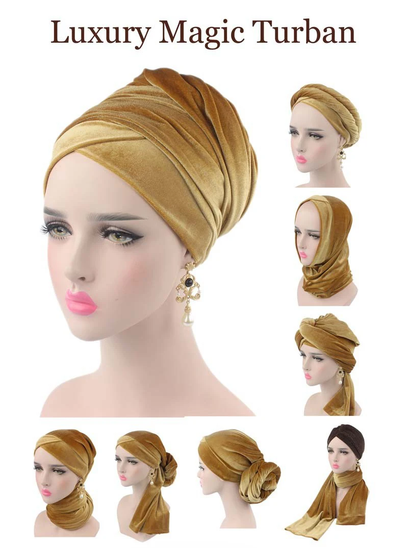 RUNMEIFA Дизайн мусульманский Skullies& Beanies бархатный шарф шапка для дам роскошный бренд жемчужный головной шарф африканская шапка