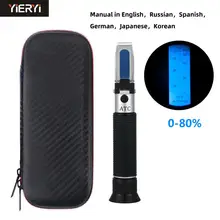 Yieryi детектор концентрации алкоголя ликер алкогольные напитки рефрактометр 0-80% в/в спиртометр Oenometer с черным