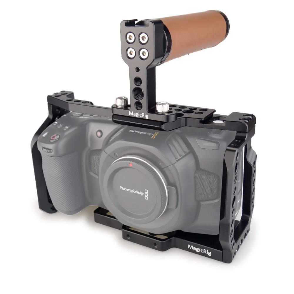 Magicrig Bmpcc 4k Cage With Top Leather Handle For Blackmagic Pocket