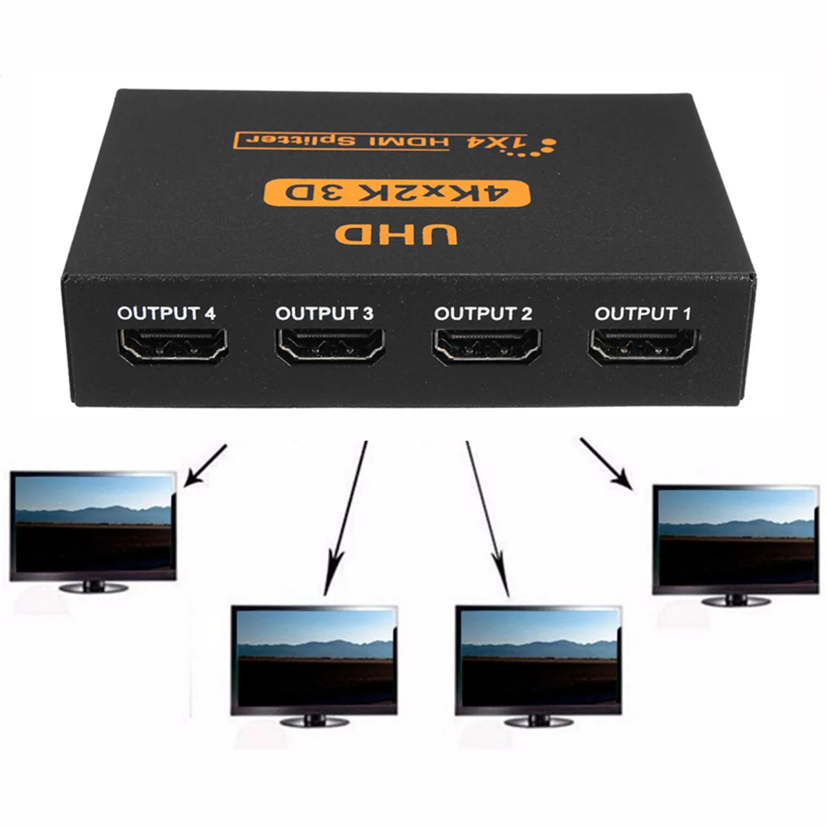 Сплиттер HDMI UHD 3D 4K * 2K Full HD 1080p 1X4 4 портовый концентратор ретранслятор усилитель для