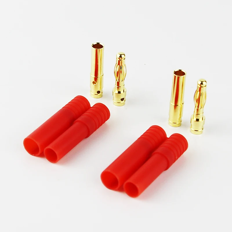 OliYin 10 Sets HXT 4mm Bullet Banana Plugs with Red Housing for RC