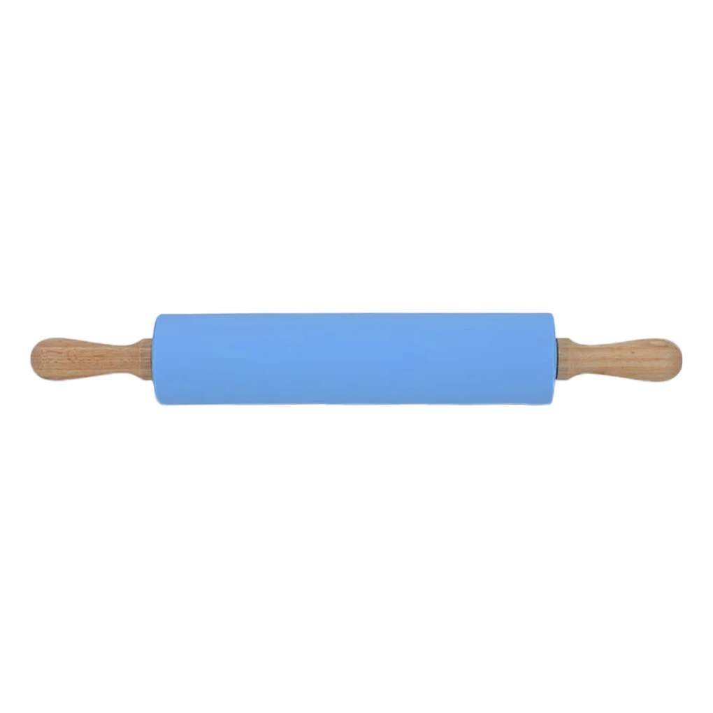 

Non-Stick Wooden Handle Silicone Rolling Pin Pastry Dough Flour Bakeware Kitchen Pastry Boards Tool Roller