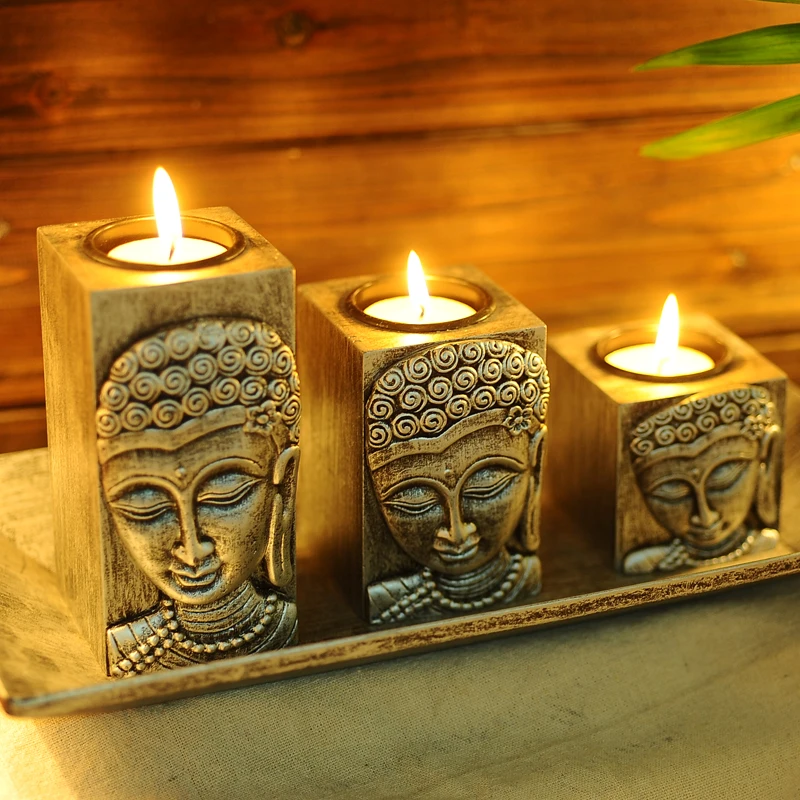 Thailand Buddha, Buddha Zen, wooden Candle holder, Candlestick