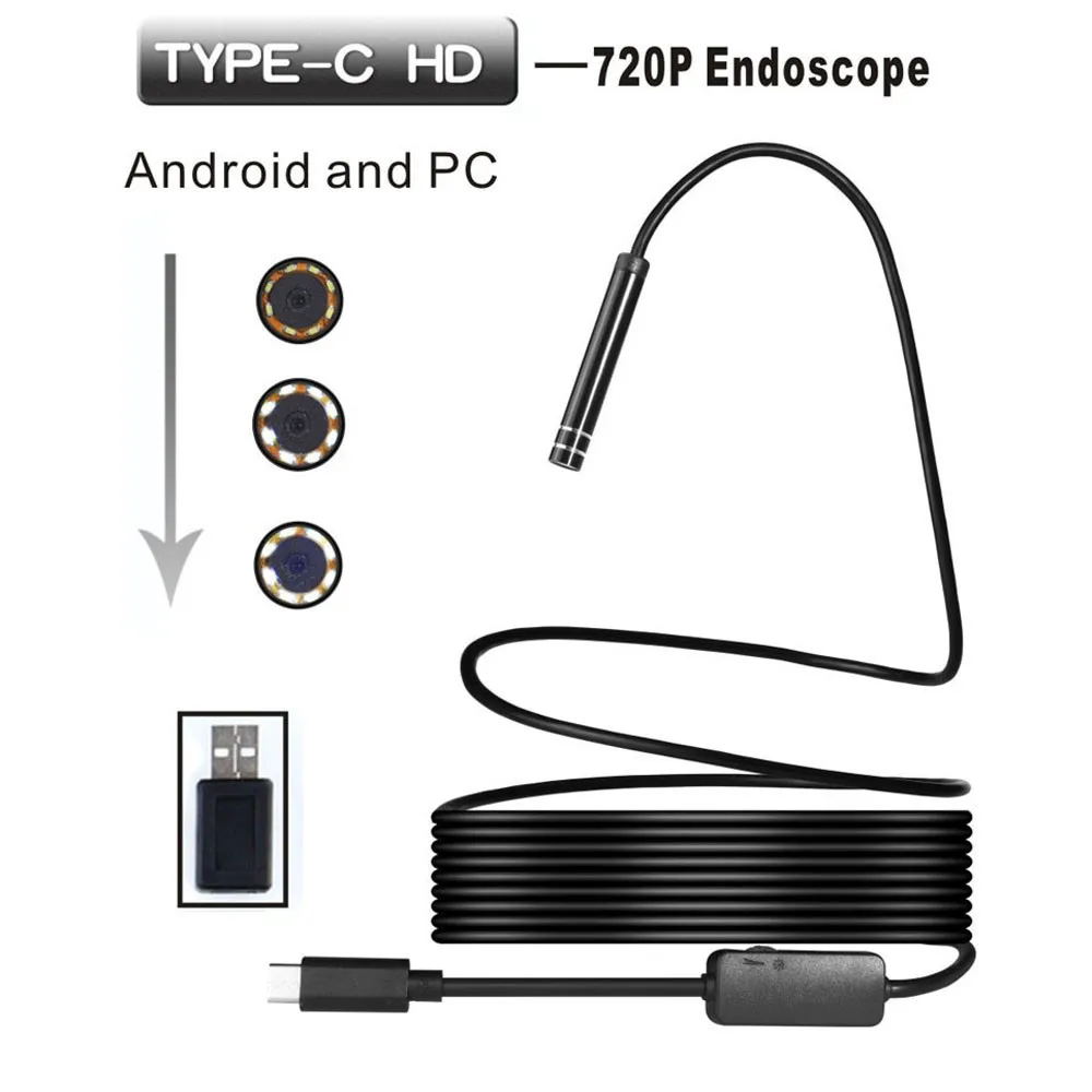 

Mini Micro Android USB / TYPE-C Endoscope Inspection 5.5mm Camera Video 8 LED IP67 Waterproof