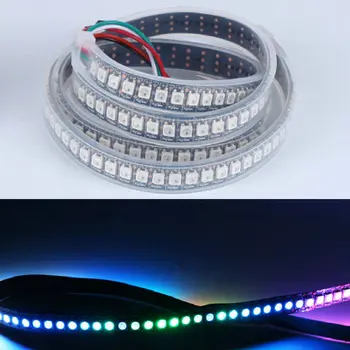 

1M 144LED programmable WS2812B PCB BLACK Digital 5050 RGB LED w/built-in WS2811IC Strip LED Light 5V IP67 WATERPROOF dream color