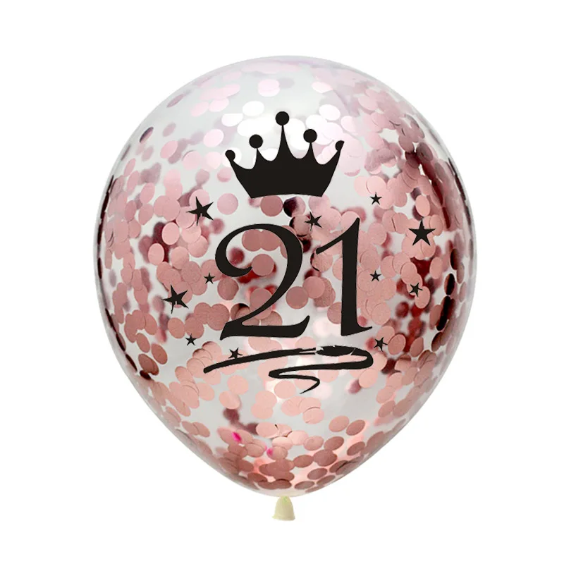 5 шт. конфетти воздушные шары 12 дюймов Латекс Прозрачный День Рождения Надувные Воздушные шары 18 21 30 40 50 юбилей Свадебные украшения - Цвет: Rosegold Confetti 21