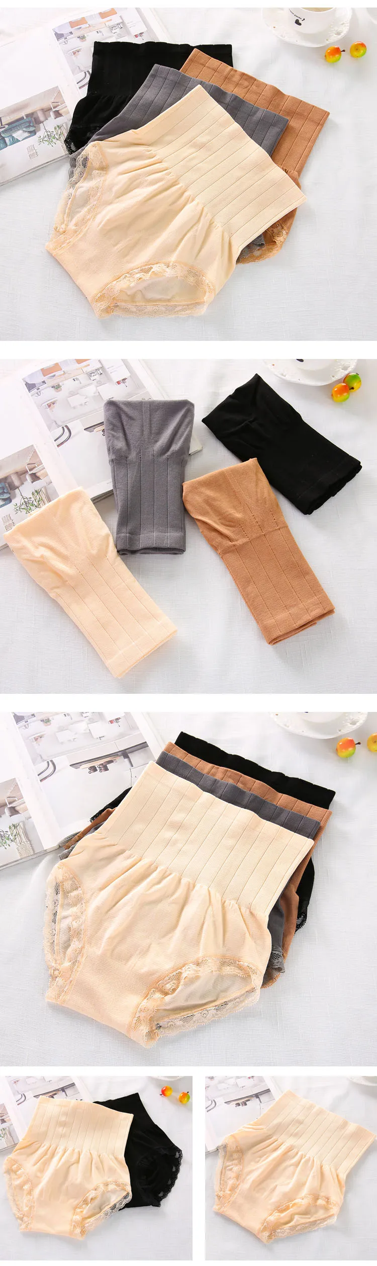 New Japan Women High Waist Panties Body Care Control Slimming Underwear Culotte Woman Sexy Lace Seamless Briefs  (12)