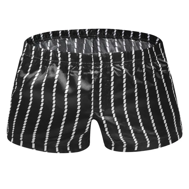 Mens Breathable Swim Trunks Striped White Swimwear Shorts Slim Wear