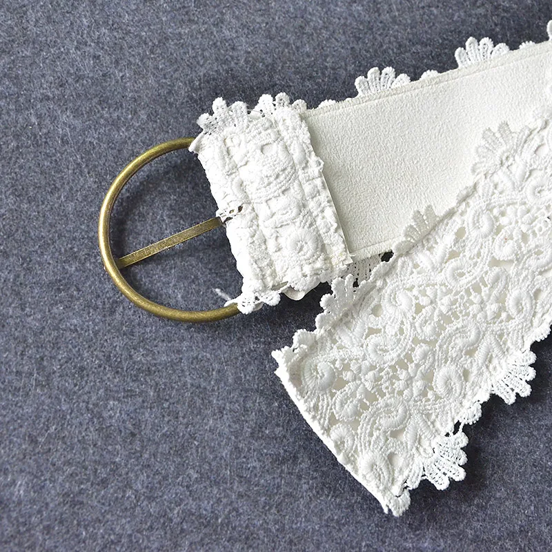 Cubierta de cinturón de flores de encaje de 10cm de cinturones de cuero negro, marrón Beige, de Pin, accesorio para mujer, dulce para vestido de boda|Cinturones de mujer| -