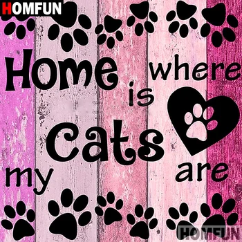 

HOMFUN Full Square/Round Drill 5D DIY Diamond Painting "Cats Home" 3D Embroidery Cross Stitch 5D Home Decor A07620