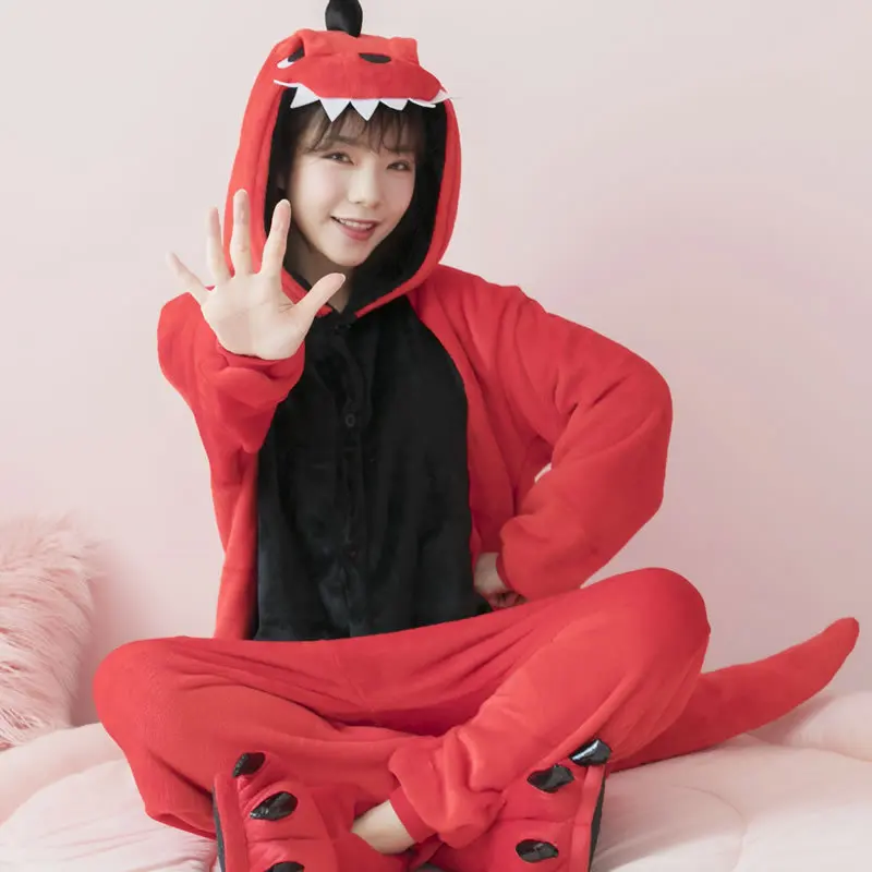 Pigiama Adulto Costumi Animali Tutine Cartoon One Piece Unicorn Red Dinosaur Carnival Suit Donna Uomo Party Tuta
