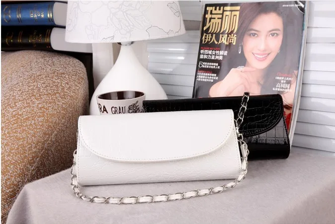 Fashion Designer Crocodile Pattern Ladies' Shoulder Chain Bag Wallet PU Leather Clutch Evening Bag Purse for Women Handbag