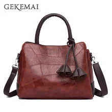 Роскошные классические женские сумки дизайнерские Лоскутные мягкие кожаные сумки через плечо Большая вместительная сумка женская сумка с кисточками