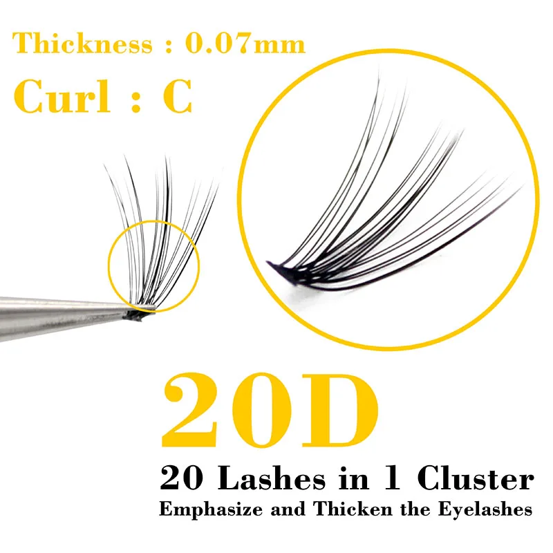 Kimcci MIX 3D Length Mink Individual Eyelash Extension False 20D Volume Cluster Lashes Natural Faux 2