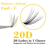 Kimcci MIX 3D Length Mink Individual Eyelash Extension False 20D Volume Cluster Lashes Natural Faux 2